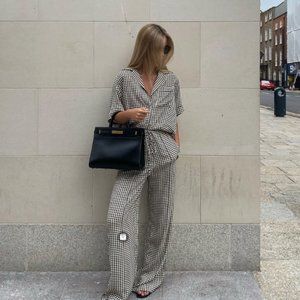 Dissh - Gaia houndstooth pant & shirt set - size 6 shirt size 8 pants